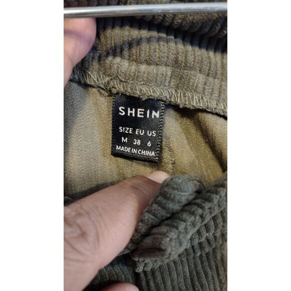 Shein Olive Green‎ Wide Leg Y2K style Corduroy Pants - Picture 3 of 6